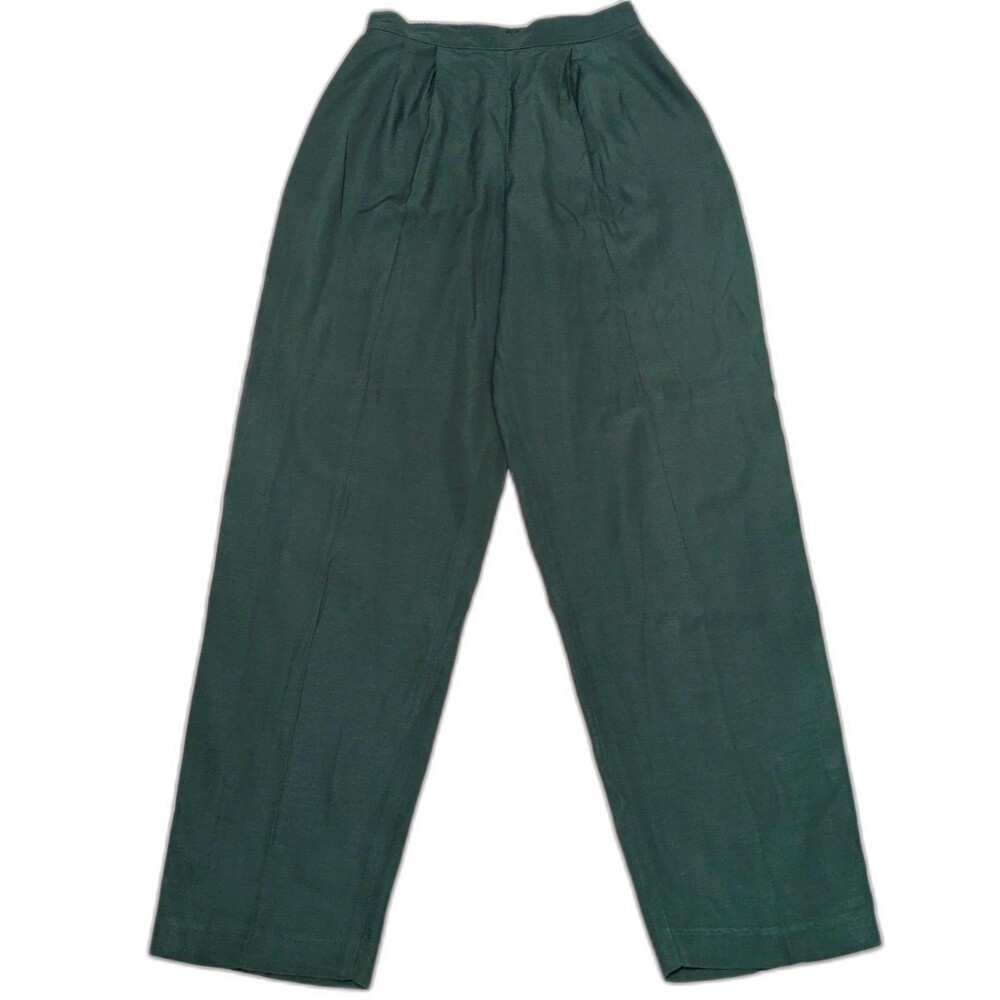 Women's Pleated Pants Size 7/8 Green By Francine Browner Stylish Retro Look
